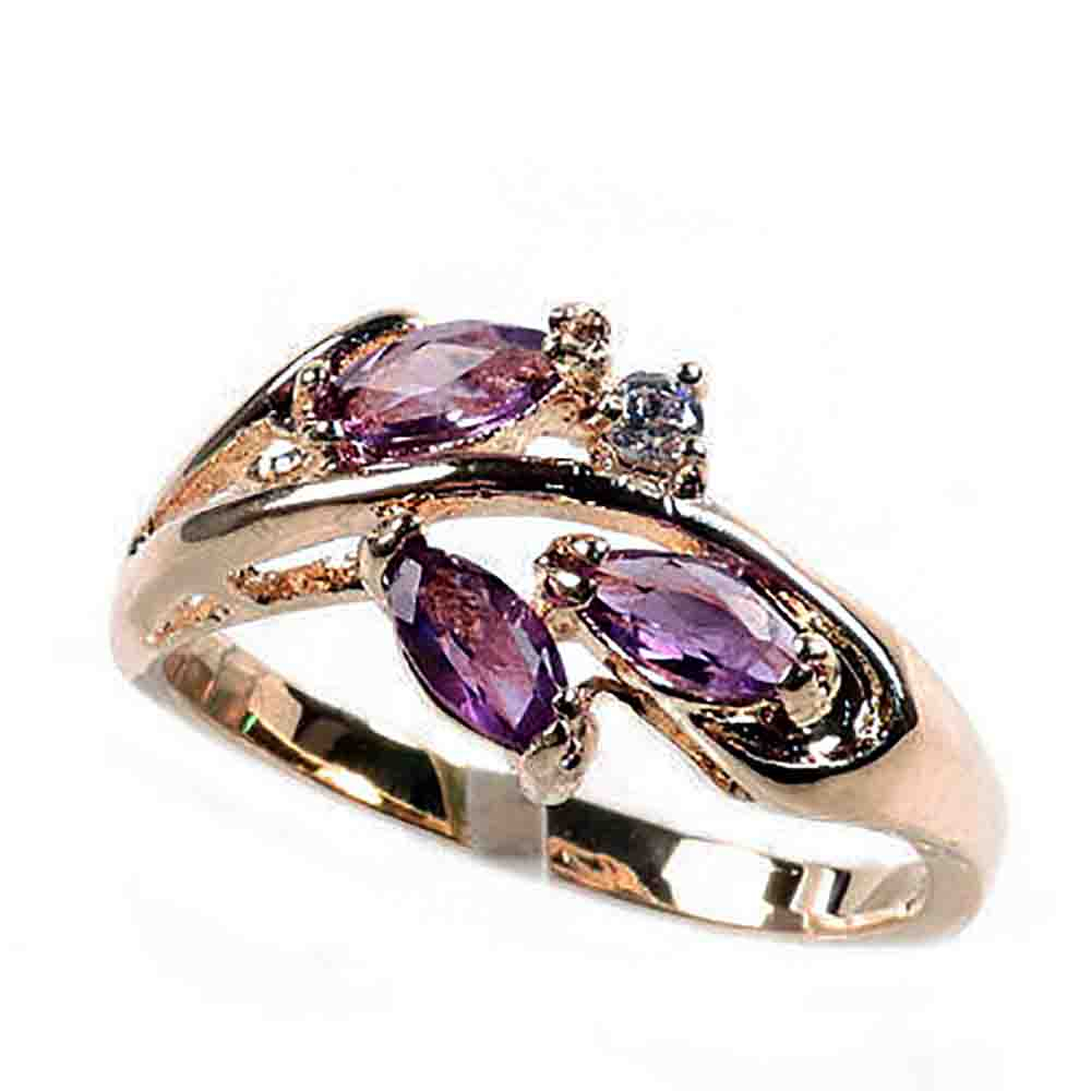 Кольцо "Лист" аметист, фианит