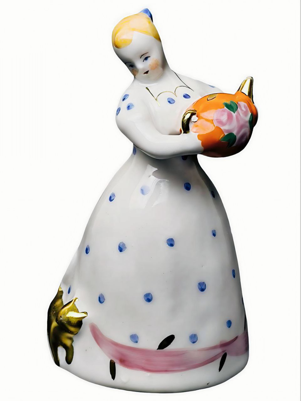Фарфоровая статуэтка "Девушка с чайником" Дулево