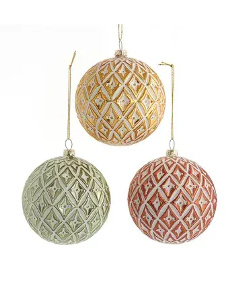 Игрушка Шар-сетка розовый, зеленый, золотой, стекло, D10 см Kurt Adler