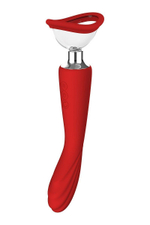 Красный двойной стимулятор Georgia - вибратор и вакуумная помпа (Цвет: красный)