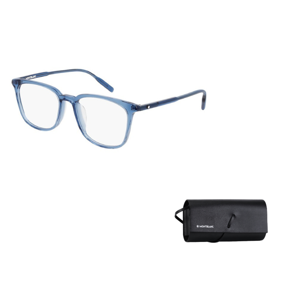 MONTBLANC Plate Frame Round Functional Glasses Unisex Blue/Black/Gray