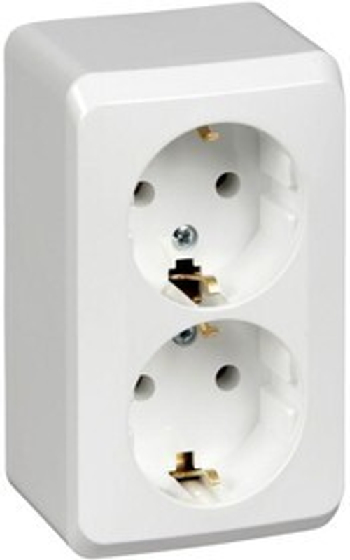 Розетка 2-м ОП 16А IP20 250В с заземл. без защ. шторок бел.