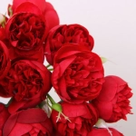 Цветы искусственные «Нежные пионы» букет 9шт 27 голов 30см бордовые