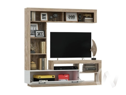 Центральная секция Гостиная Ангара (сонома/белый глянец холодный)