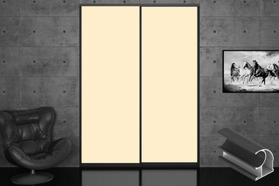 Дверь-купе 2850*600(700,800,900) мм, черный велюр, Крем LAMARTY