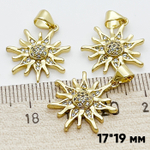 Подвеска Солнце, позолота, фианиты, размер 19*17 мм, цена за 1 шт