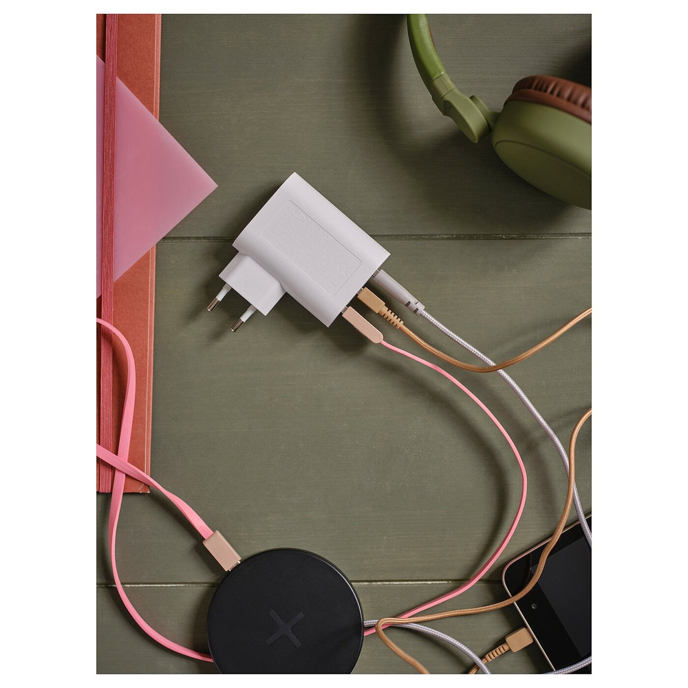 IKEA SMÅHAGEL  (ИКЕА СМÅХАГЕЛ)  -  Зарядное устройство USB / 3 порта, белый