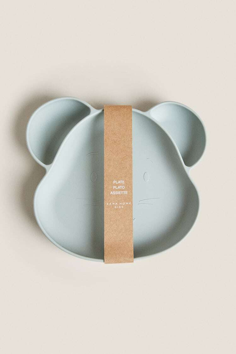 ZARA HOME СИЛИКОНОВАЯ ТАРЕЛКА «МЫШКА», СЕРО-ЗЕЛЕНЫЙ