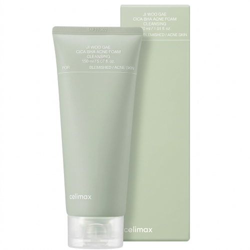 Нежная очищающая пенка с BHA-кислотой и центеллой Celimax Ji Woo Gae Cica BHA Acne Foam Cleansing, 150мл