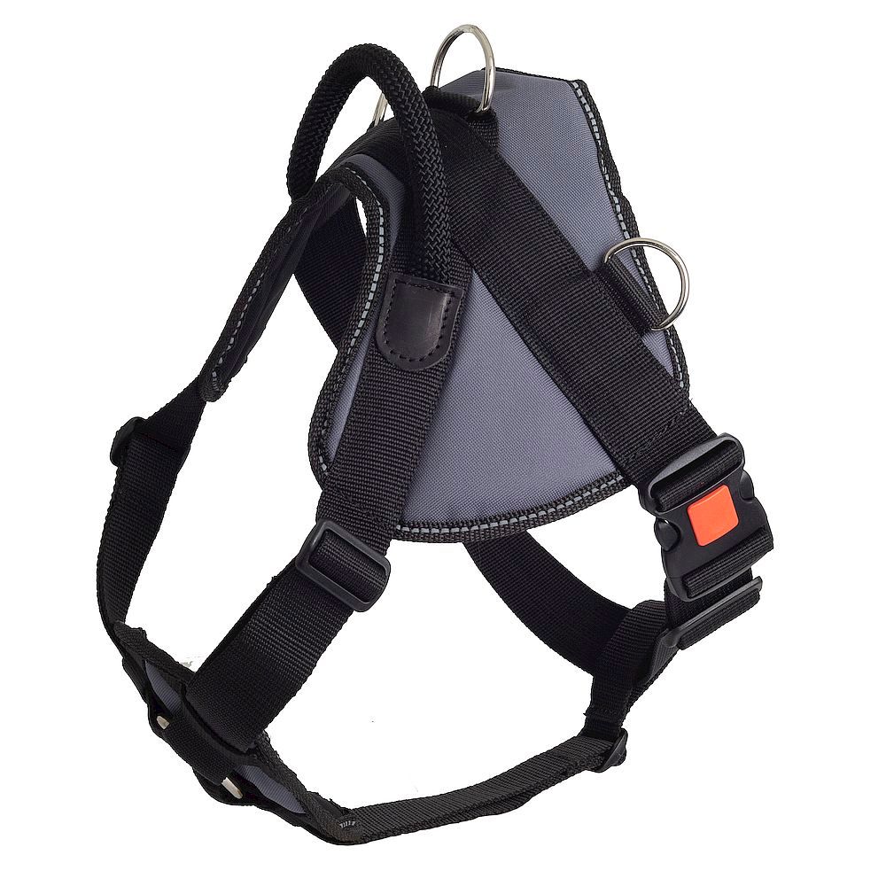 Шлейка нейлоновая с грудью (разм. L) шея 60-80см, грудь 80-110см, фастекс с блокировкой, серая