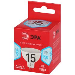 Лампа светодиодная ЭРА RED LINE LED MR16-15W-840-GU5.3 R 15Вт софит нейтральный белый свет GU5.3 | Лампы cветодиодные Точечные (Софиты) (MR, PAR)