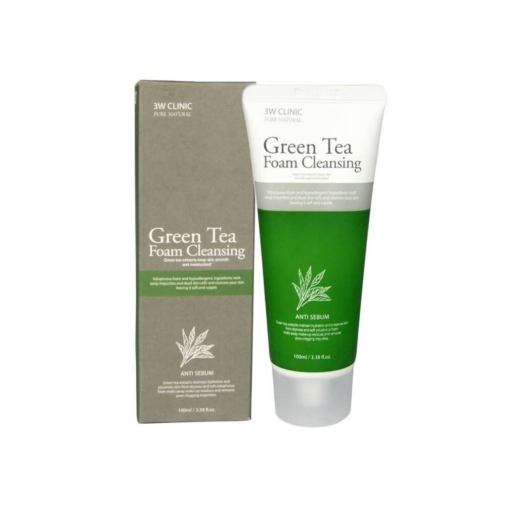 [3W Clinic] Green Tea Foam Cleansing - Пенка для умывания Зеленый чай, 100 мл