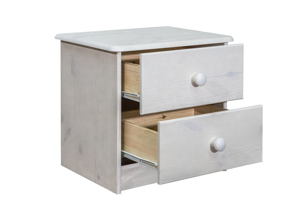 Тумба прикроватная Хаба 2 ящика из массива сосны, белая