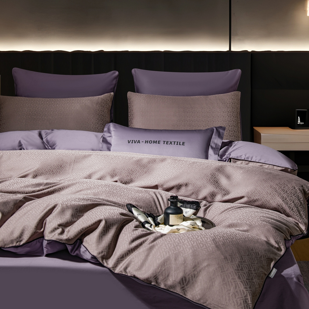 КПБ на резинке Сатин-Жаккард Тессоро MTR008, Евро, 4 наволочки, простынь 140*200*30