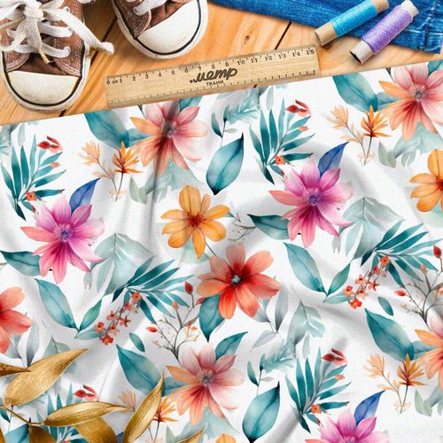 Ткань премиум сатин цветочный взрыв