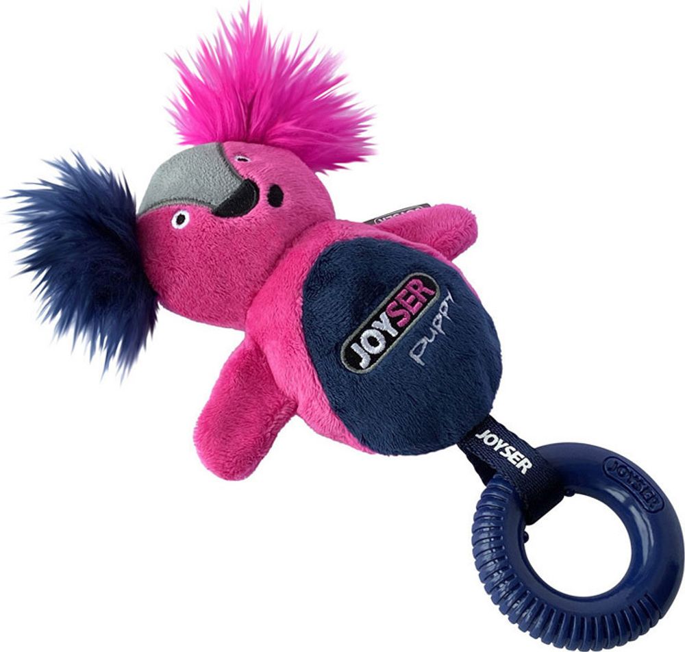 Joyser Puppy Игрушка Белка для собак, с резиновым кольцом и пищалкой, S/M розовая, 21 см