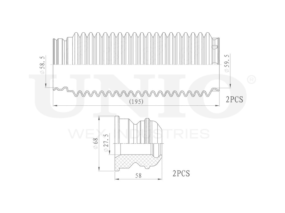 Комплект пыльник и отбойник UNIO DUC-50071