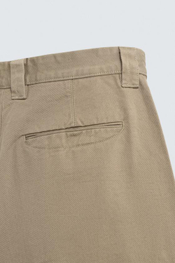 ZARA ШИРОКИЕ БРЮКИ ЧИНОС BAGGY FIT, БЕЖЕВЫЙ