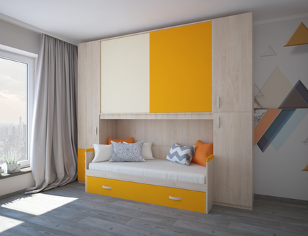 Комплект мебели GIESSEGI  для детской Mickey, цвет береза-бежевый-мандарин, XMICKE30021