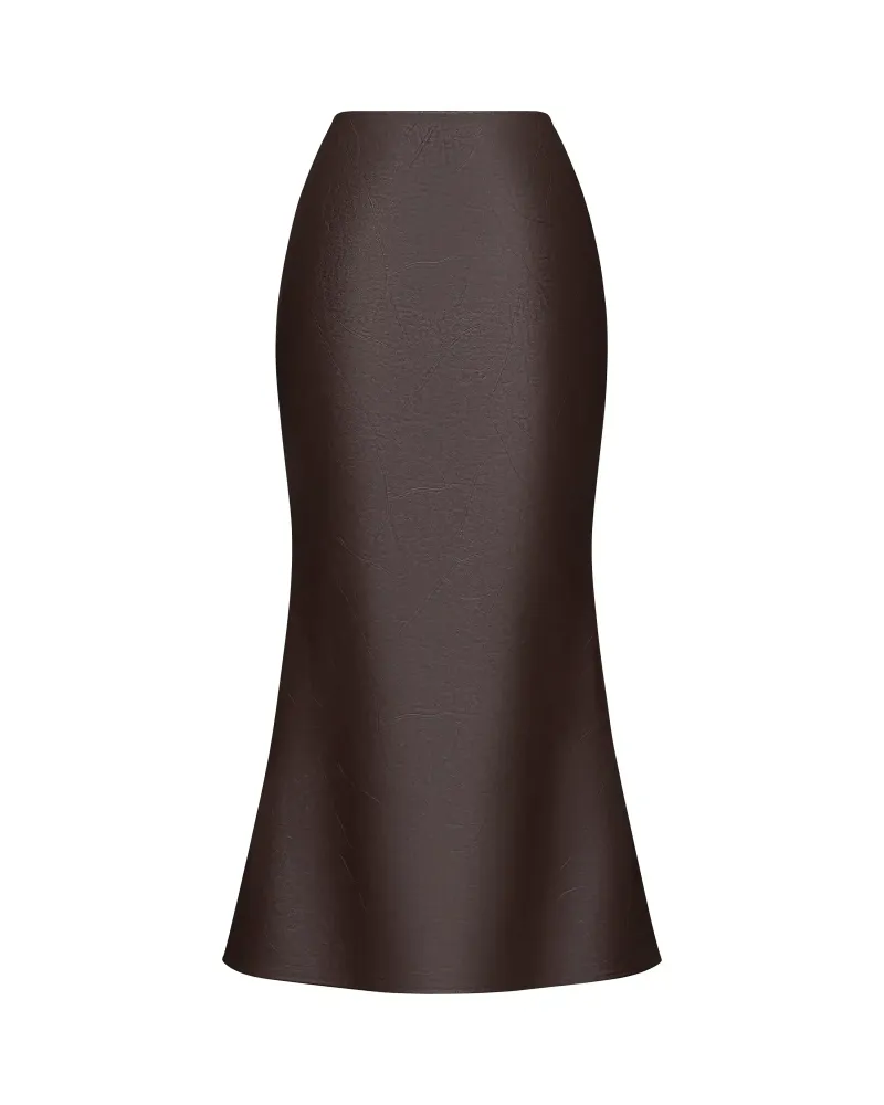 Kerelin midi, юбка миди из шоколадной экокожи