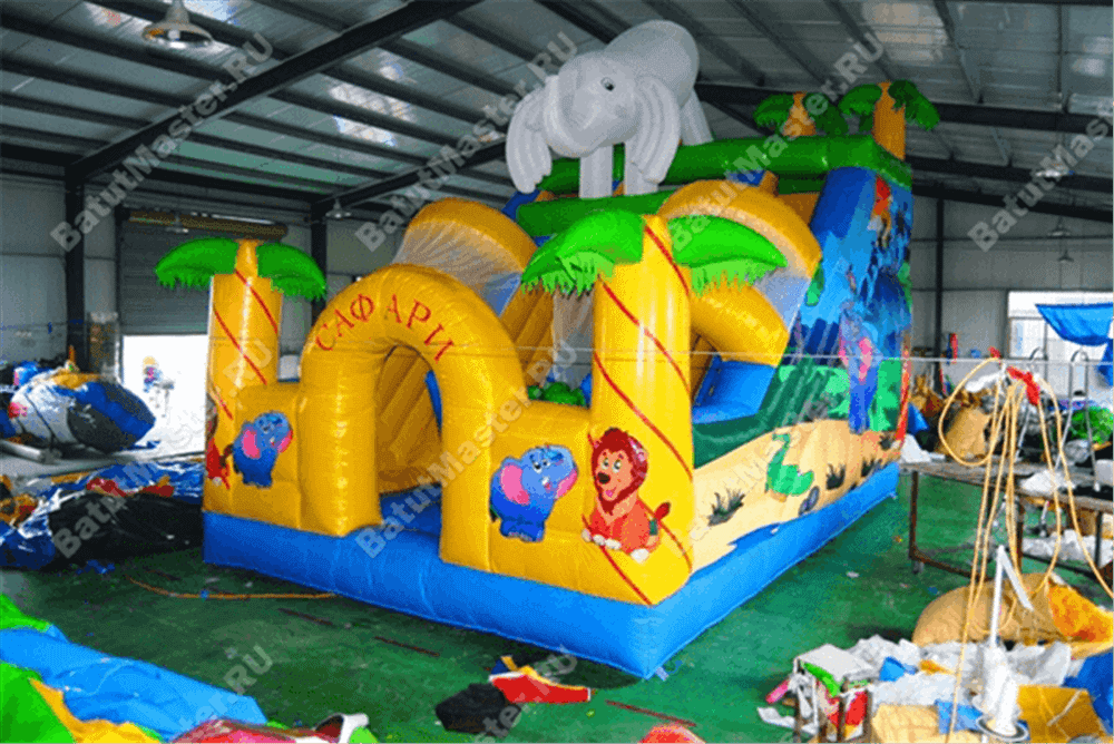 Детский надувной батут-горка "Задорный слонёнок"
