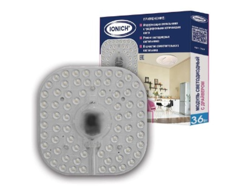 Модуль светодиодный для декор.свет. IONICH 36Вт 2880Лм 230В 6500К 180*180мм IP20