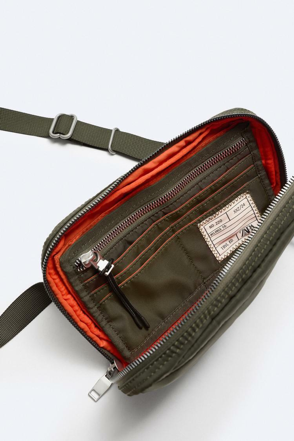 ZARA МИНИ-СУМКА С ПЛЕЧЕВЫМ РЕМНЕМ НЕЙЛОН, ЗЕЛЕНЫЙ ХАКИ