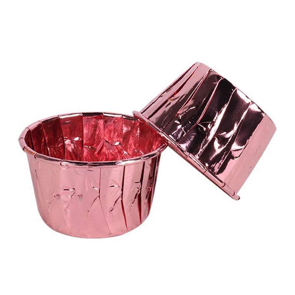 Формы бумажные с ламинацией «Маффин» 50х40 мм (Розовый металлик) 50 шт