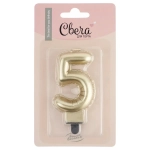 Свеча цифра "5" золото