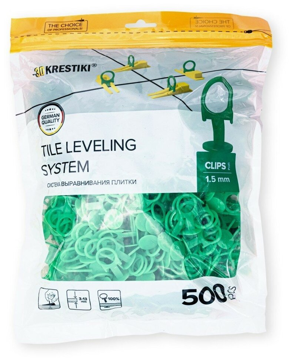 ЗАЖИМ 3D KRESTIKI+CBP PROFI 1,5ММ 500ШТ
