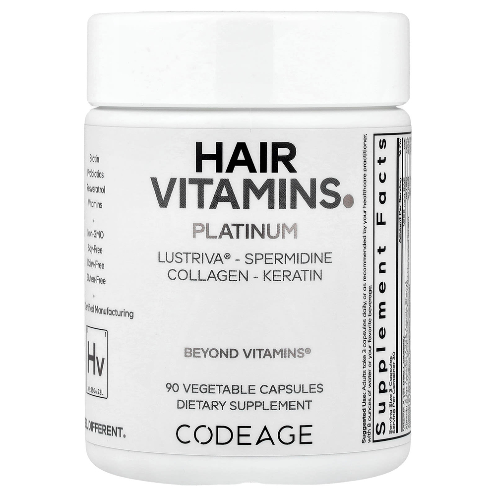 Codeage, Platinum, витамины для волос, 90 растительных капсул