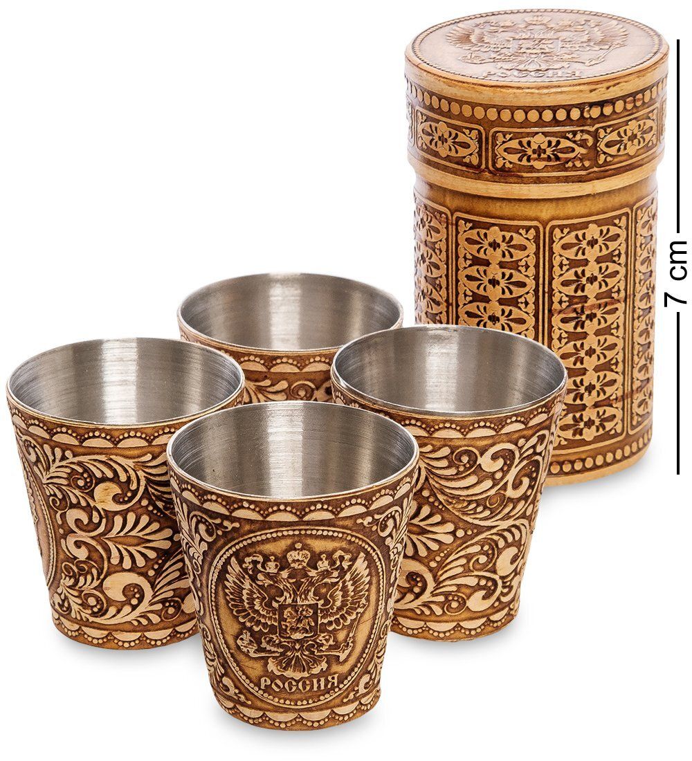 Народные промыслы BST-216 Стопки «Россия» мал. (береста)