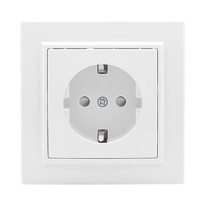 Минск Розетка 1-местная СП с заземлением 16А белая с защ, штор, EKF Basic