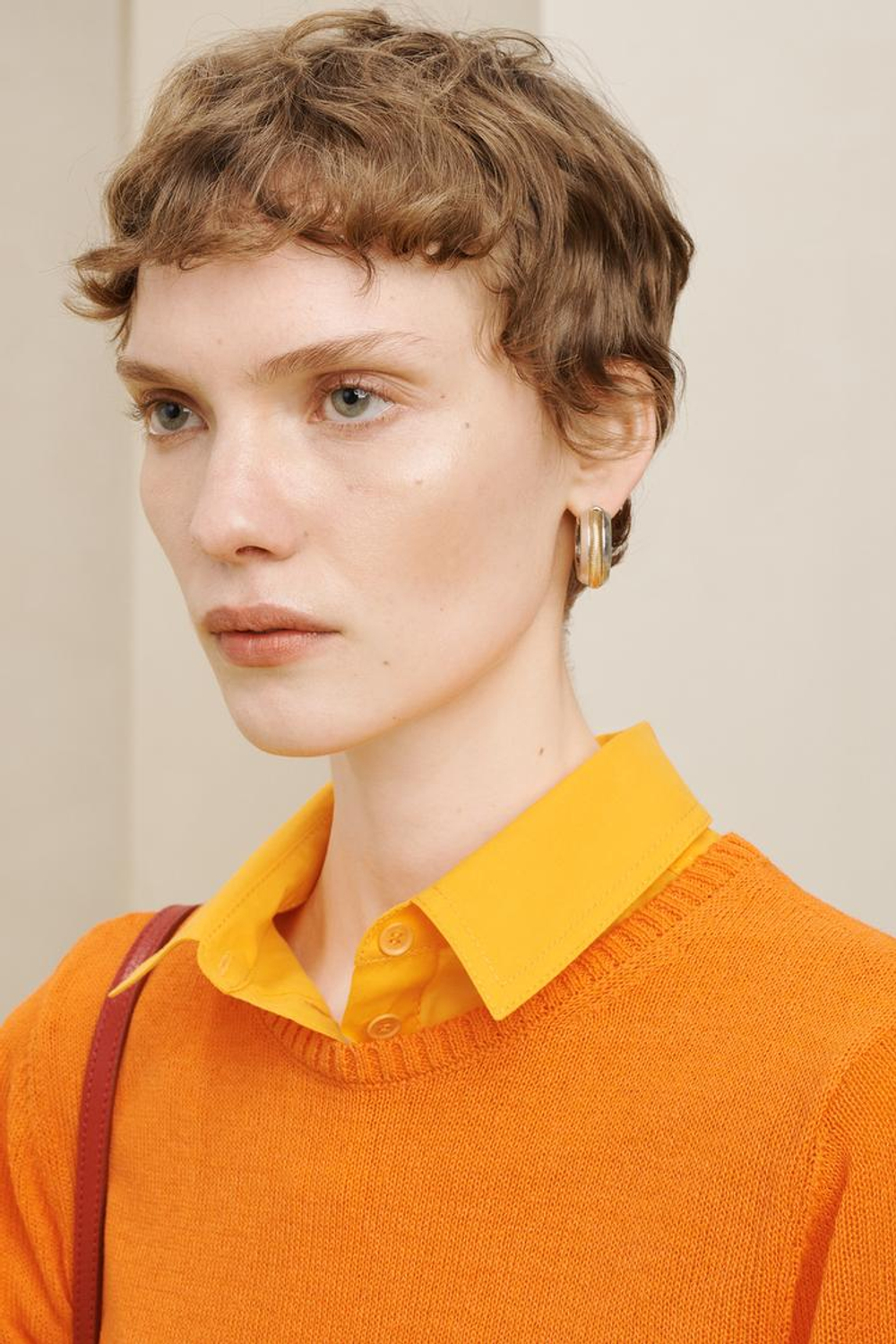 ZARA СВИТЕР С КОРОТКИМИ РУКАВАМИ, ОРАНЖЕВЫЙ