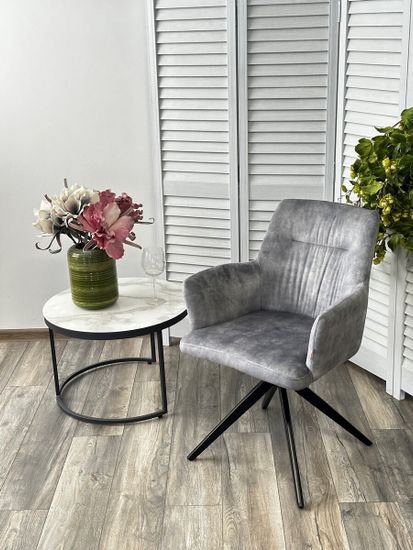 Стул DANTE 360 град. поворот. VT5001-7 античный светло-серый, велюр без "пальчиковый"/черный,