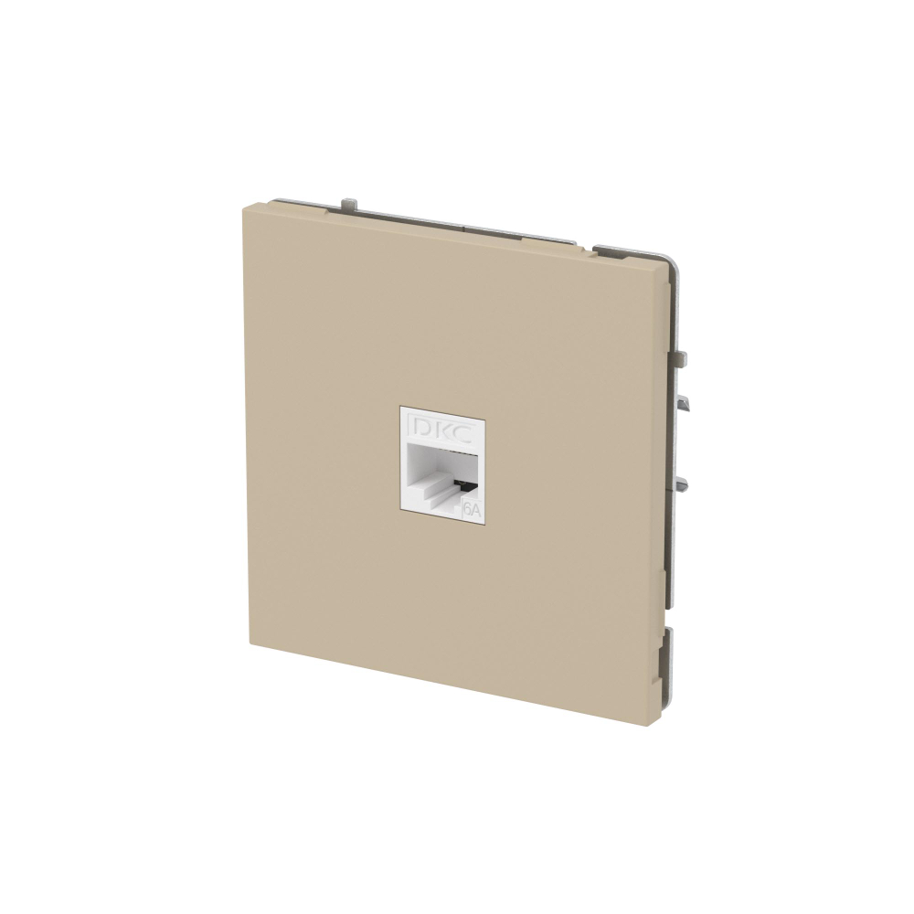 Компьютерная розетка RJ-45 без шторки, кат.6А одинарная,KANT, ванильный марципан