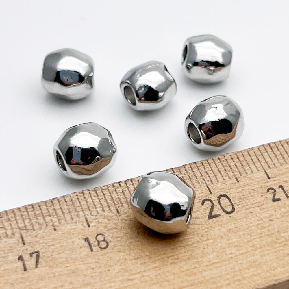 Бусина Бочонок, цвет серебро (родий), размер 8,5*8,7 мм, цена за 1 шт