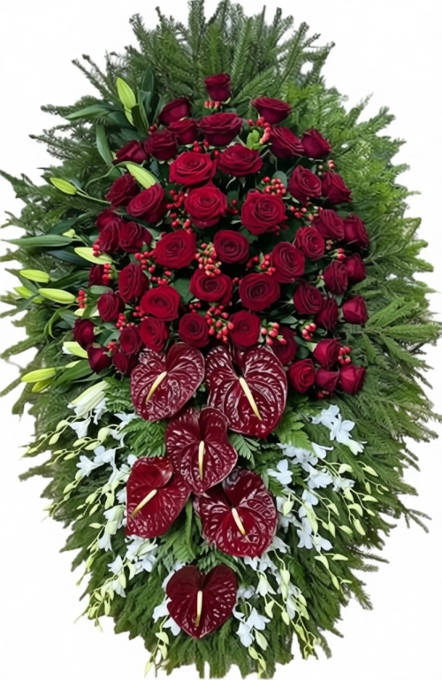 Венок из живых цветов №02