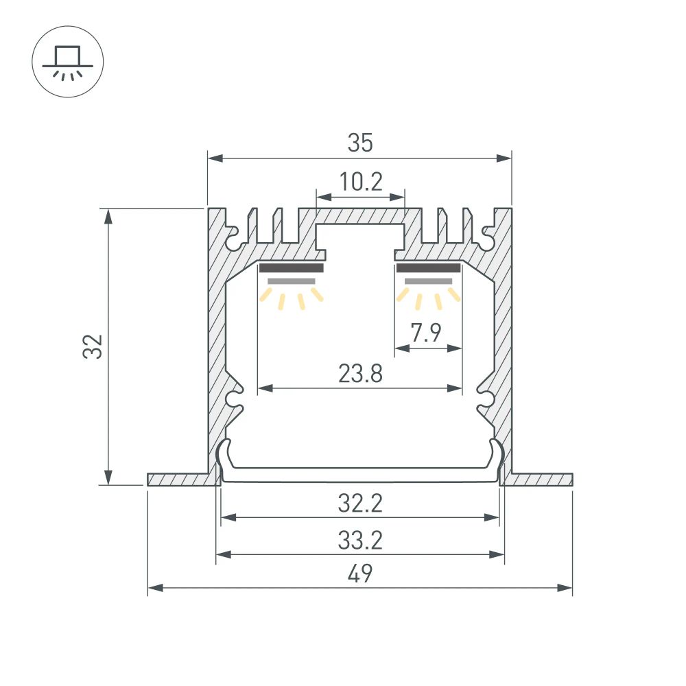 Профиль SL-LINIA49-F-3000 ANOD (BY) (Arlight, Алюминий) 060868