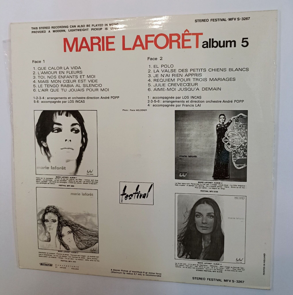 Винтажная виниловая пластинка LP Marie Laforet Album 5 Que Calor la Vida (Holland 1969)