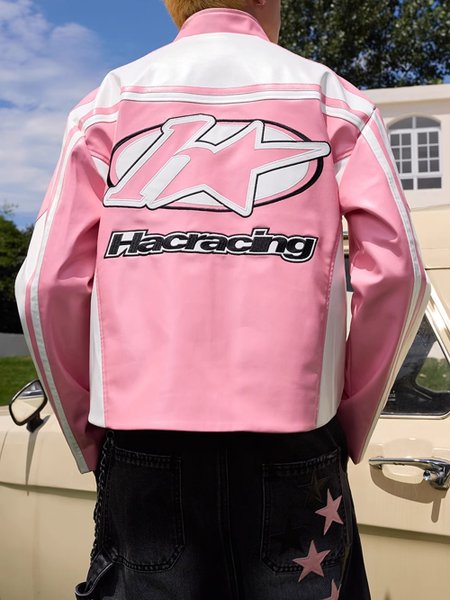Кожаная куртка HARSHandCRUEL Pink Leather Racing Jacket