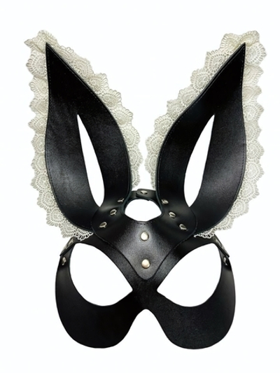 Маска зайки с бежевым кружевом на ушках (Цвет: черный)