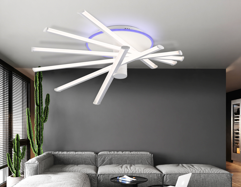 FL6231 WH белый 88W 3000K-6400K+RGB 605*605*200 (ПДУ ИК)