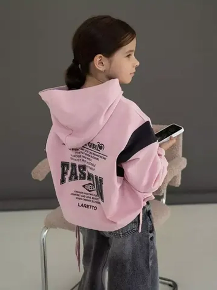 Худи для девочки с завязками розовое