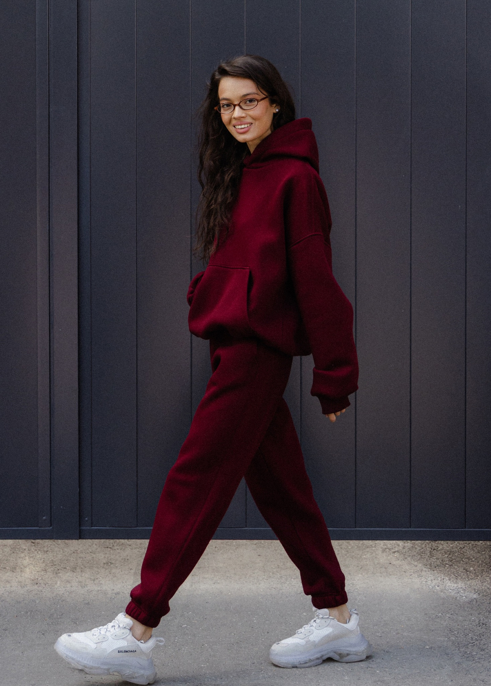 Джоггеры OVERSIZE, с начесом, бордовые