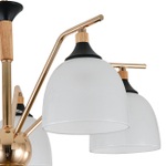 Люстра подвесная 5x40Вт E27, металл/стекло, черный/дерево, белый матовый плафон