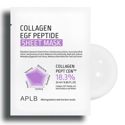 APLB Тканевая маска с коллагеном и пептидами для упругости кожи Collagen EGF Peptide Sheet Mask, 25 мл