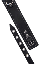 Ошейник двухслойный с белой строчкой Pecado черный