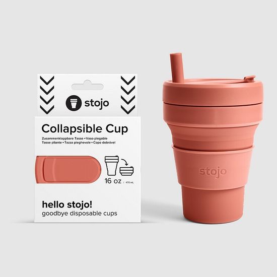 Стакан складной силиконовый Stojo Biggie Nutmeg, 16 oz / 470 мл