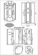 Душевая кабина Acquazzone Alexandra 90S 90х90 с паром